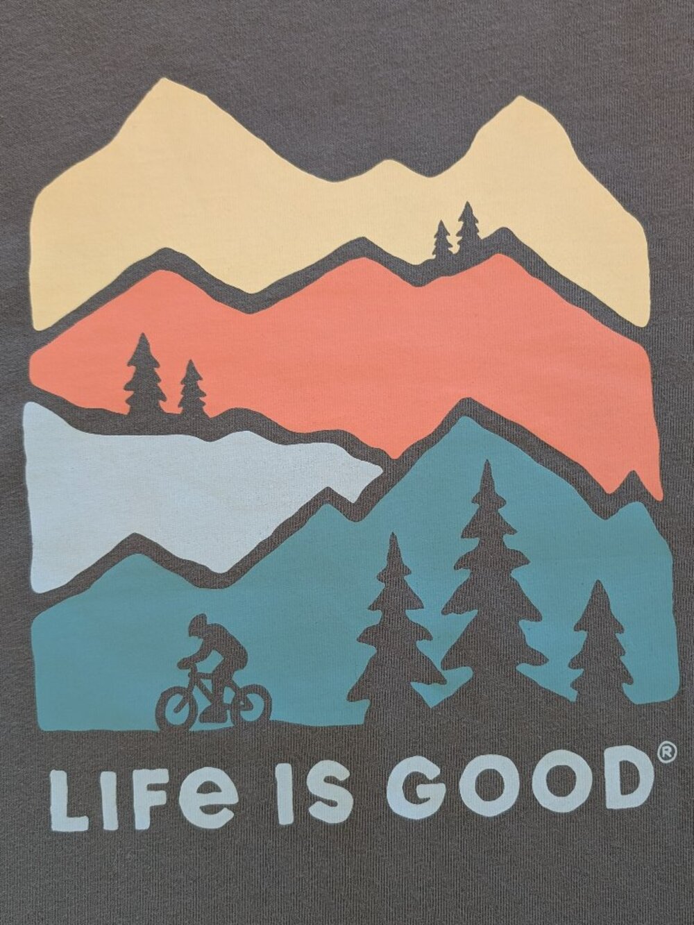 Life Is Good Women’s XL Olive Green Crusher Tee Mountain/Outdoor Graphic NWT